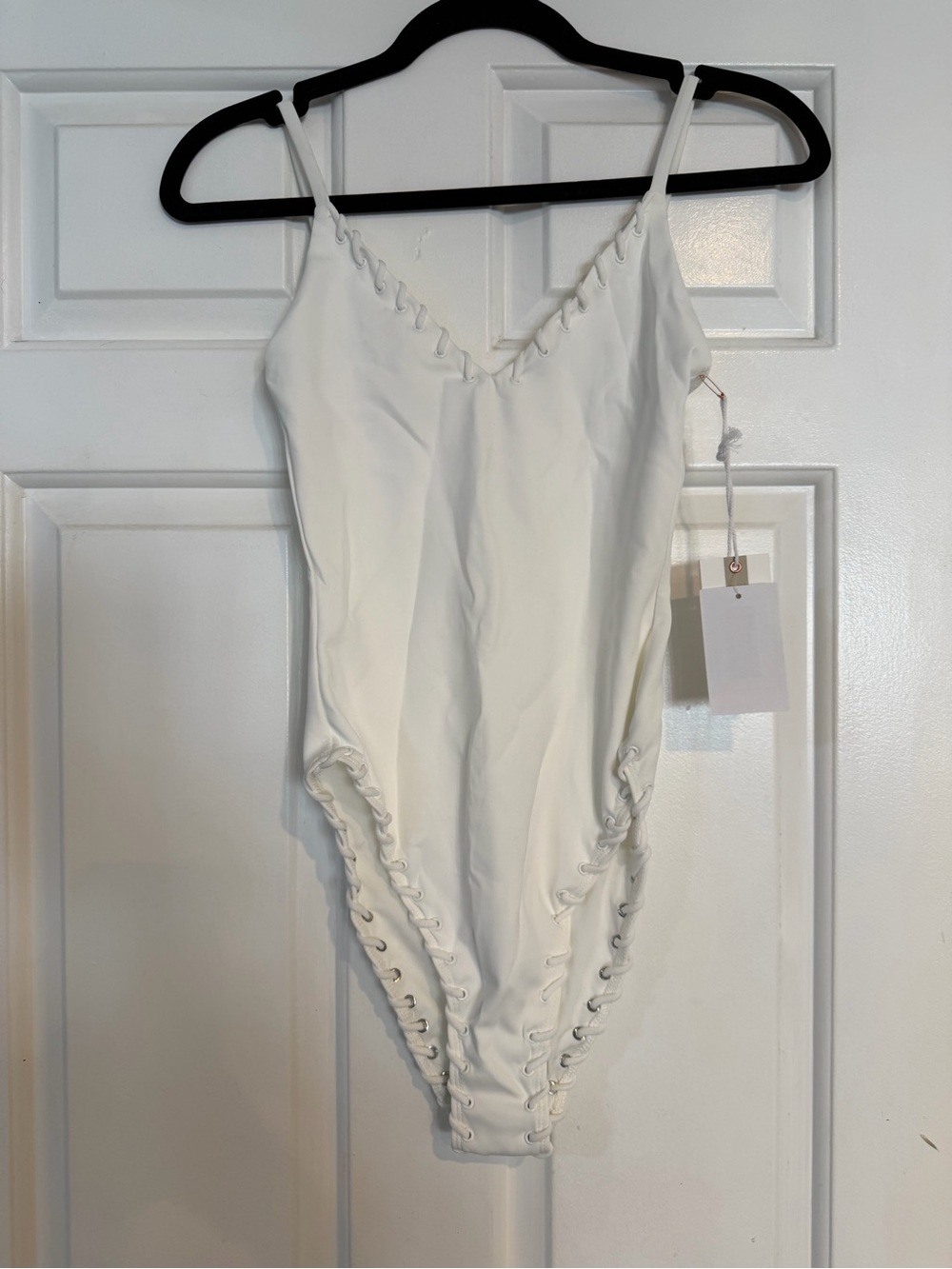 Good American White Lace-Up Kids One-Piece